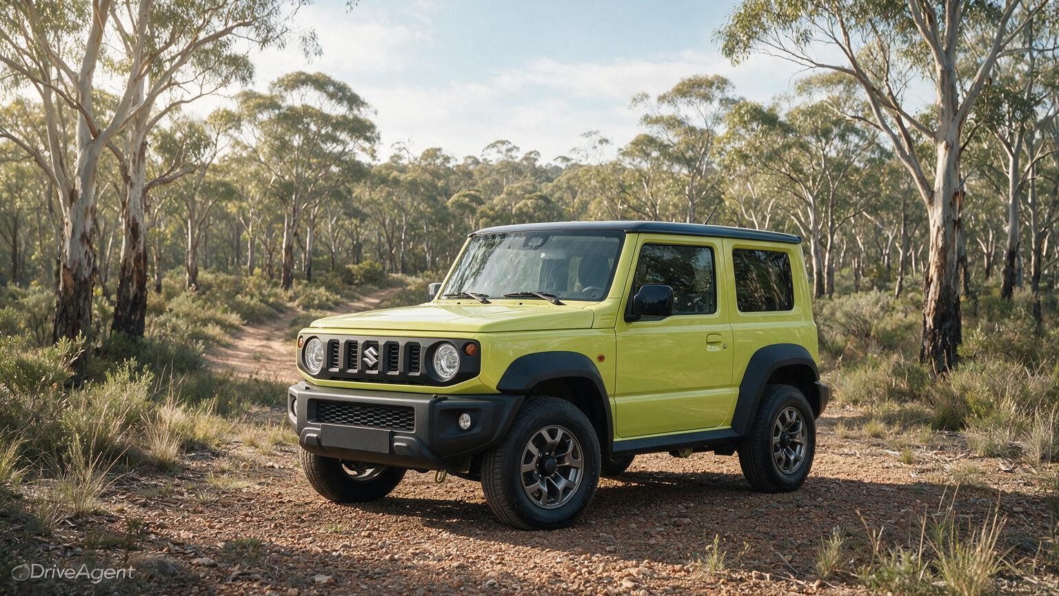 AI editorial illustration of the Suzuki Jimny