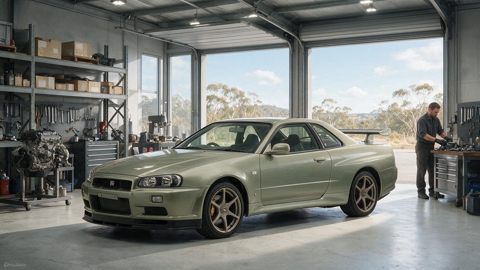 DriveAgent illustration of the Nissan R34 Skyline GT-R M-spec Nür road car