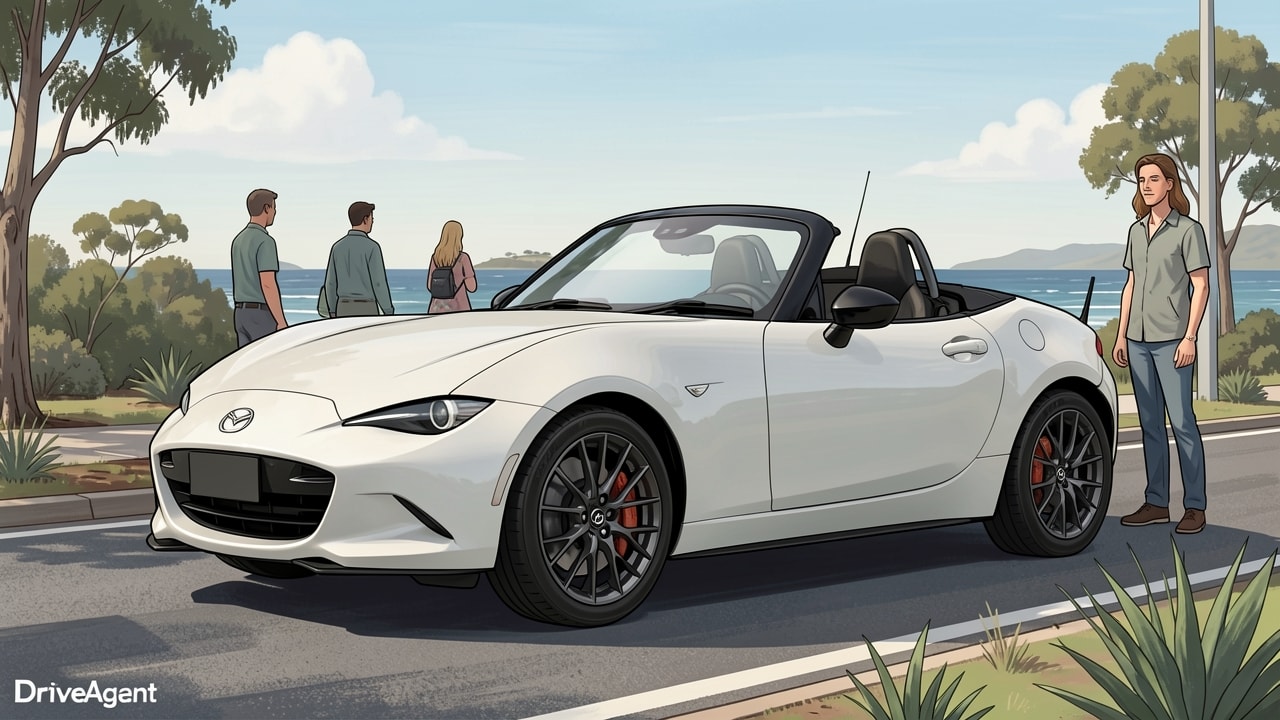 DriveAgent illustration of the Mazda MX-5 Roadster GT RS, current Australian soft-top model