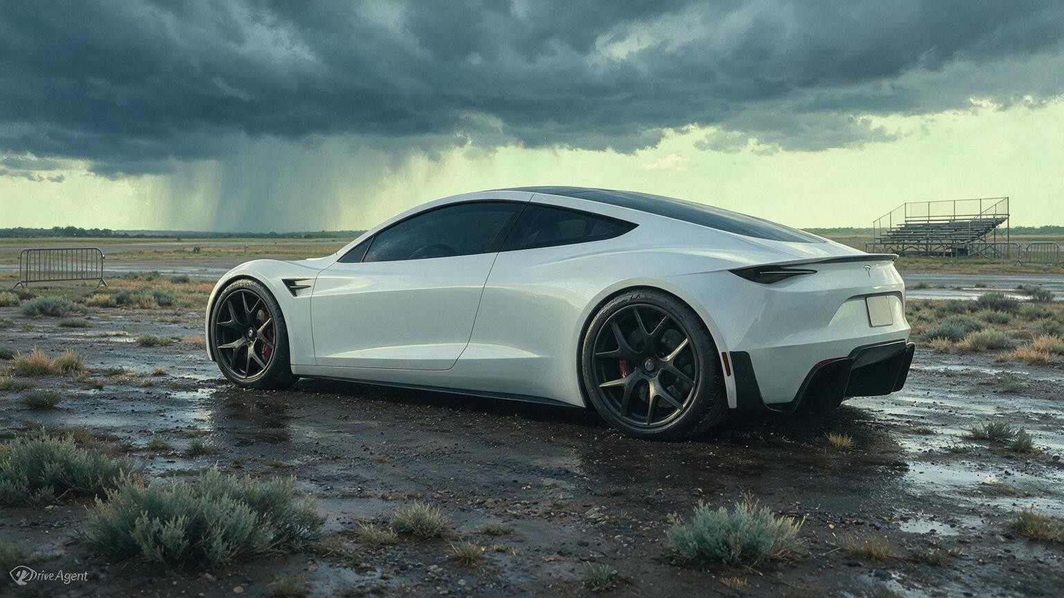 AI editorial illustration of the Tesla Roadster
