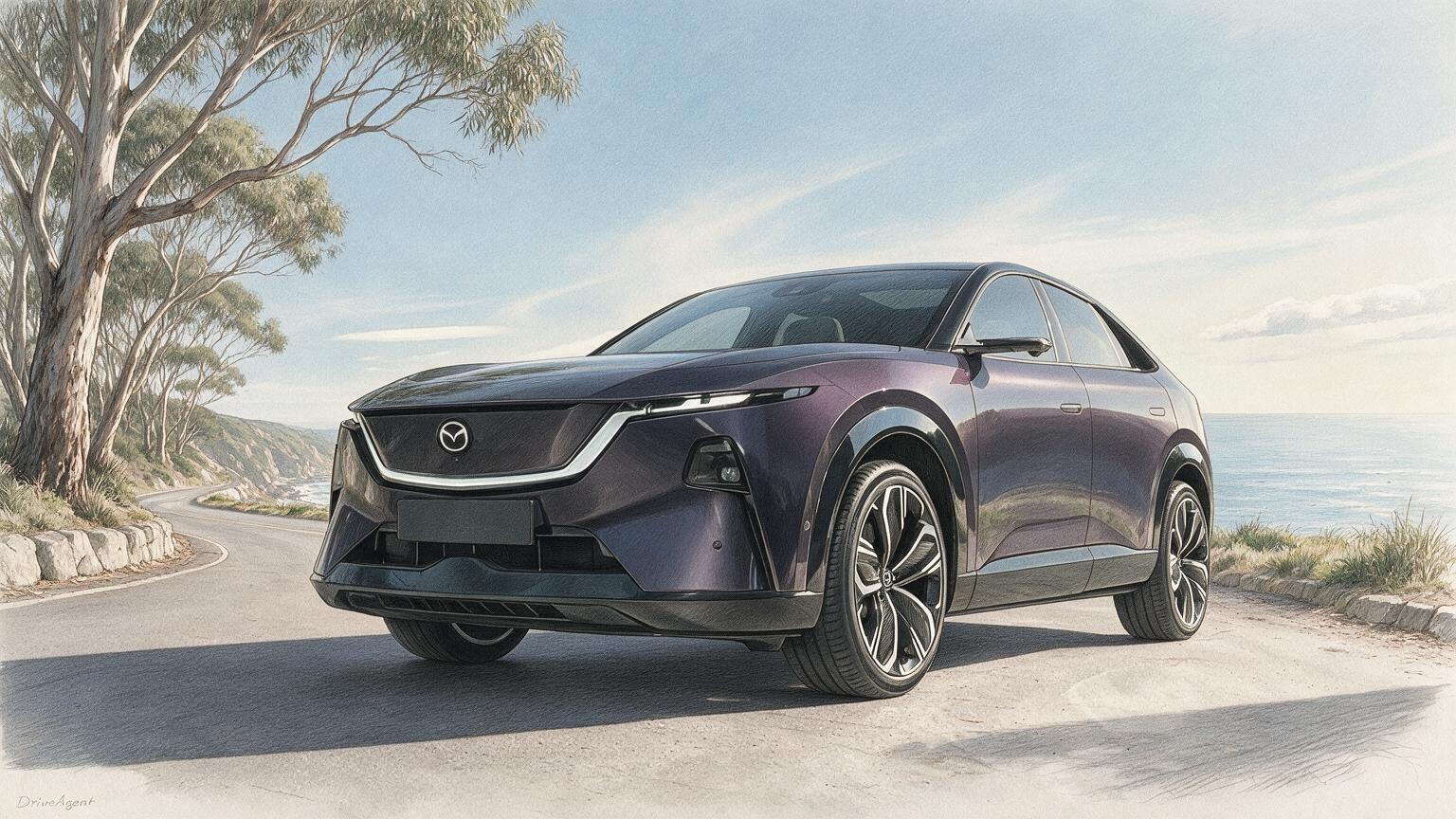 DriveAgent illustration of the Mazda CX-6e electric SUV