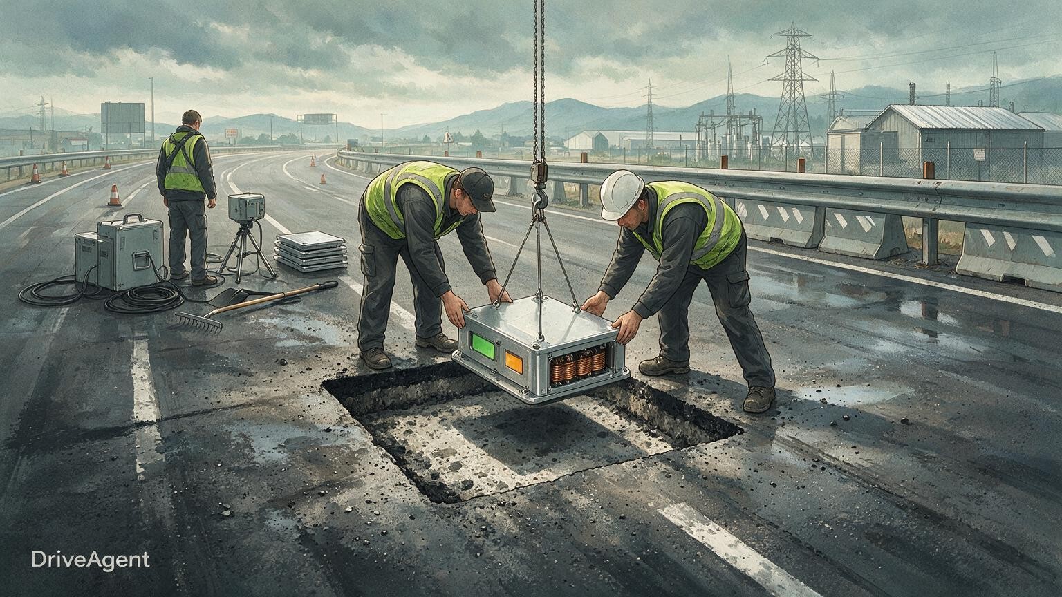 Concept illustration for: Honda and Taisei develop in-road wireless charging, with Japanese expressway tests from fiscal 2027