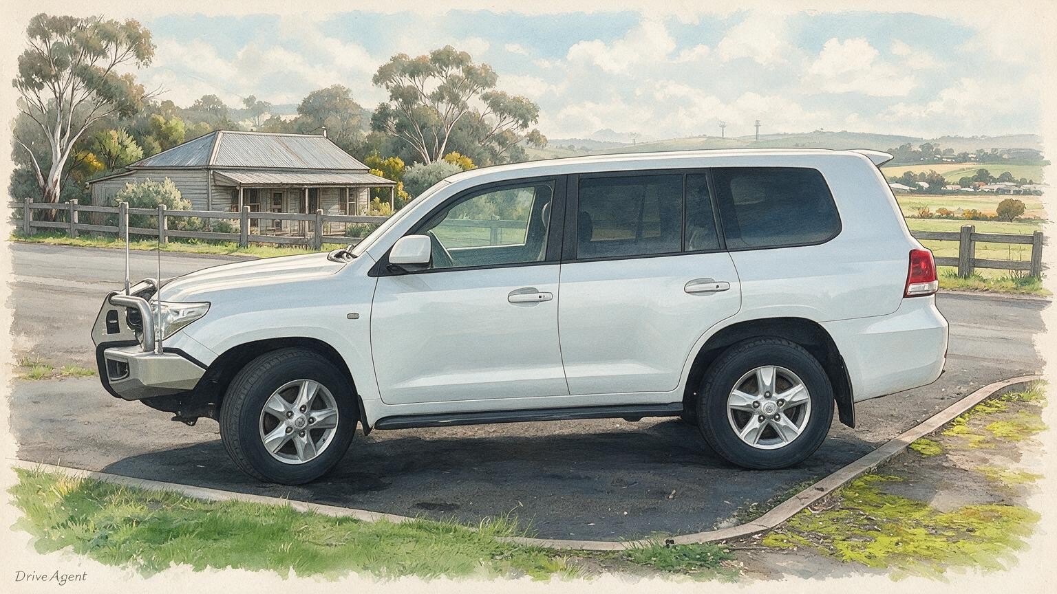 AI editorial illustration of the Toyota LandCruiser 200 Series auction vehicle