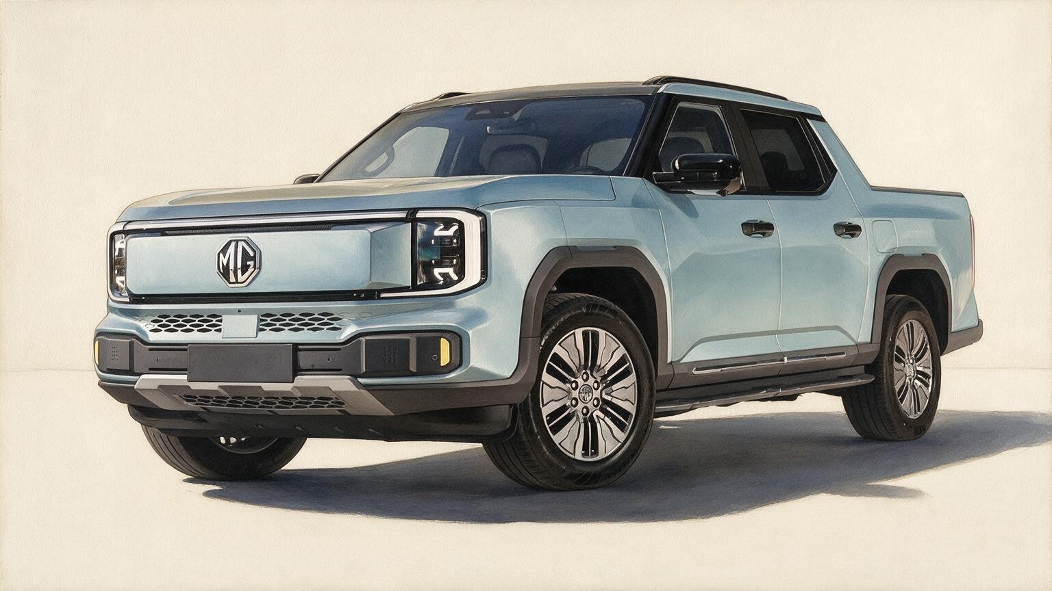 AI editorial illustration of a MG U9 EV