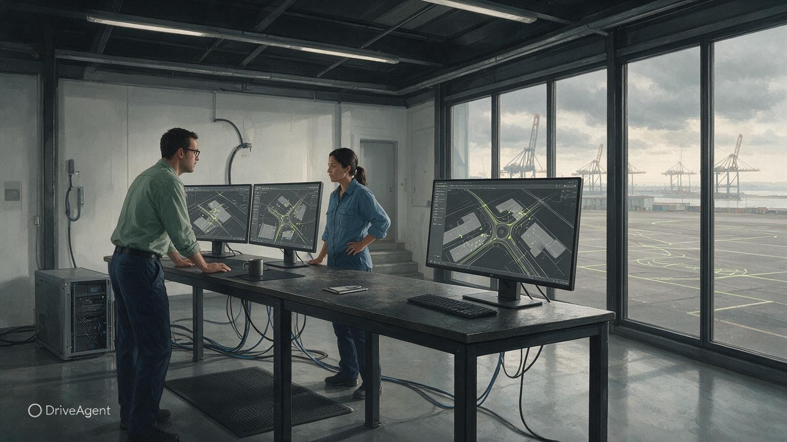 Concept illustration for: Volkswagen, Telekom and Unikie wrap up two-year AutoLog driverless logistics trial at Port of Emden