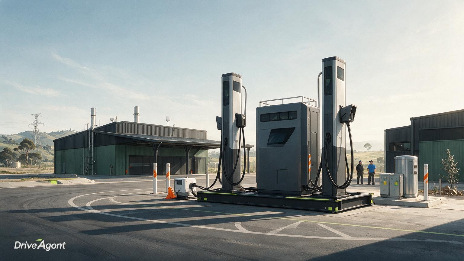 Concept illustration for: Tesla deploys first pre-assembled 1.2 MW Megachargers for Semi