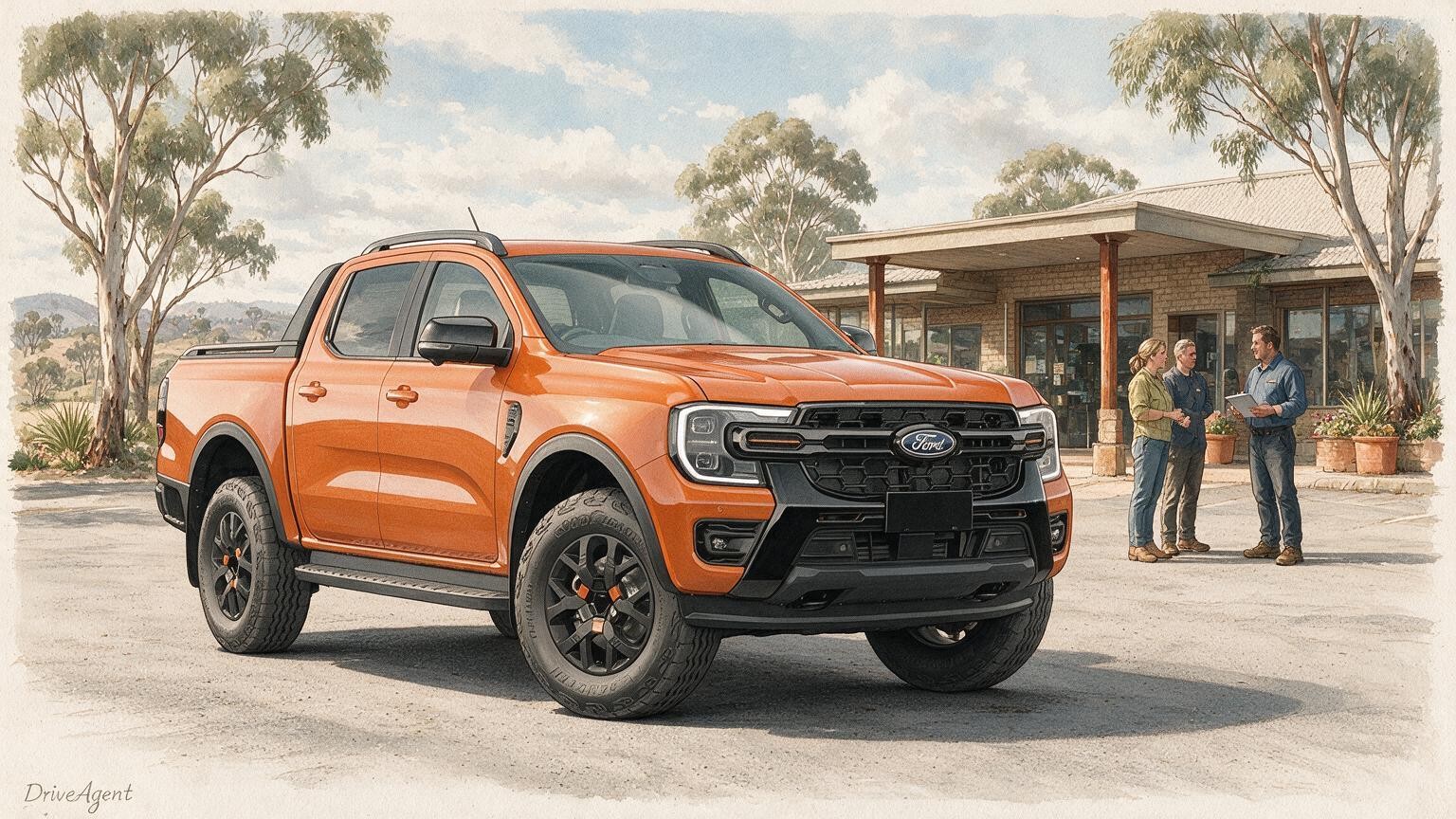 AI editorial illustration of the Ford Wildtrak