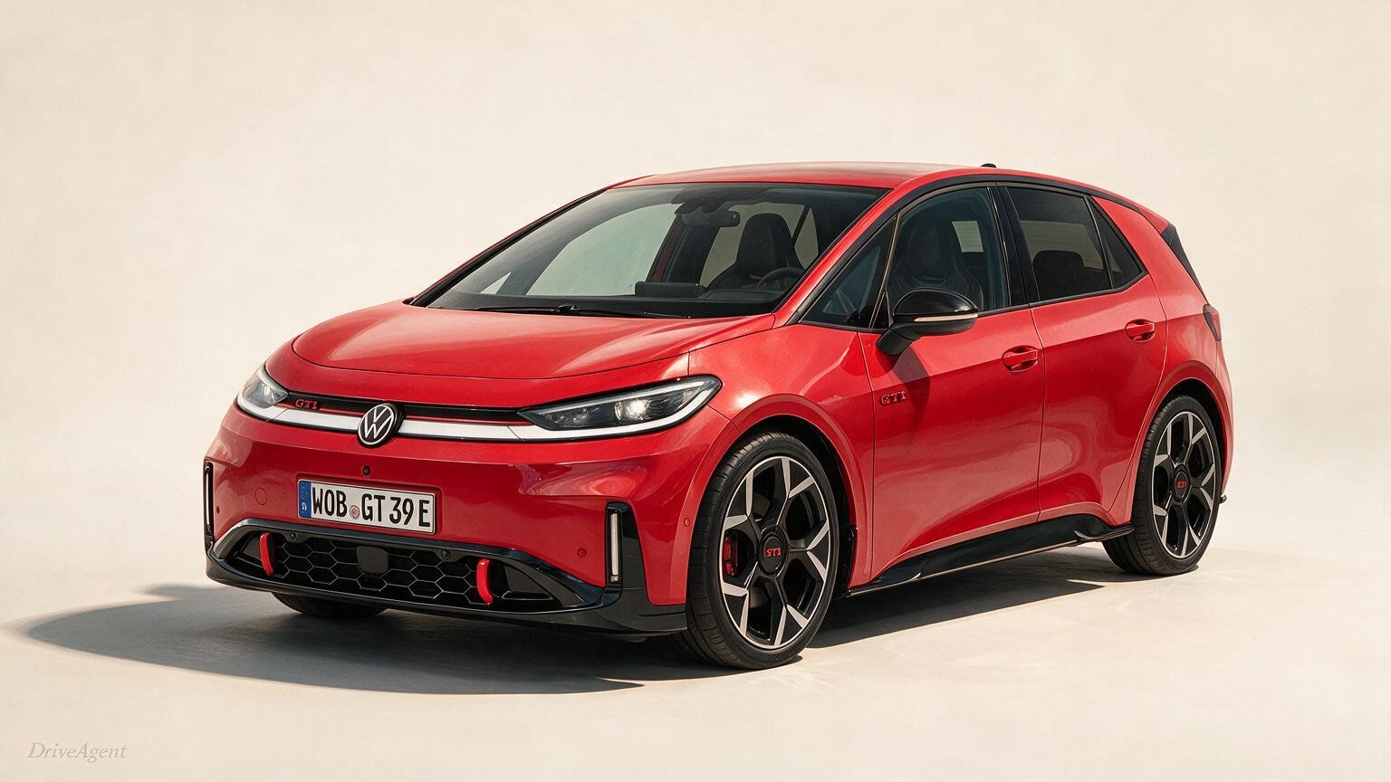 AI editorial illustration of a 2026 Volkswagen ID.3 GTI near-production concept