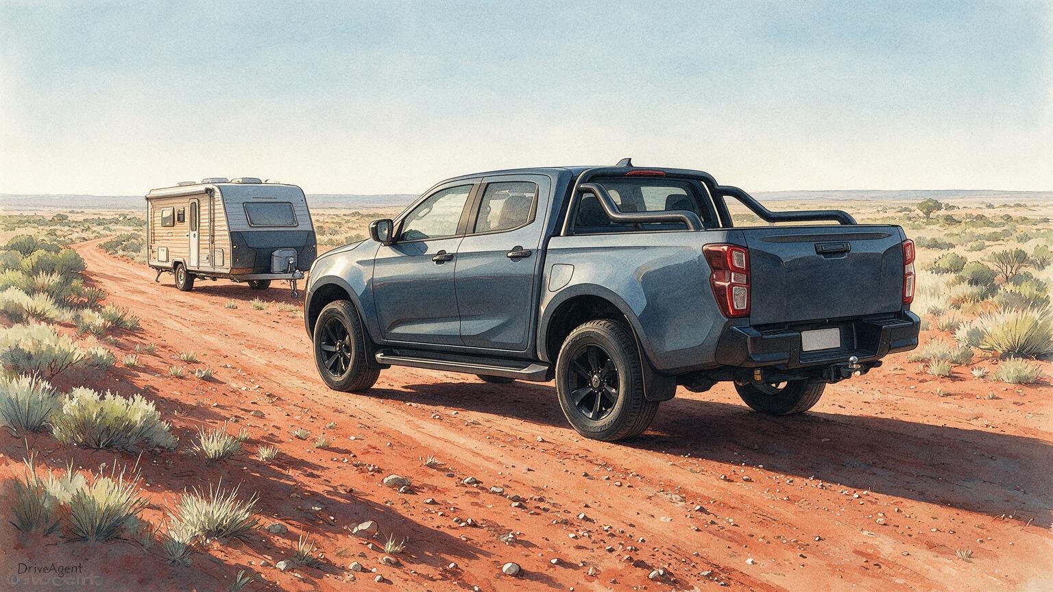 AI editorial illustration of the Isuzu D-Max EV
