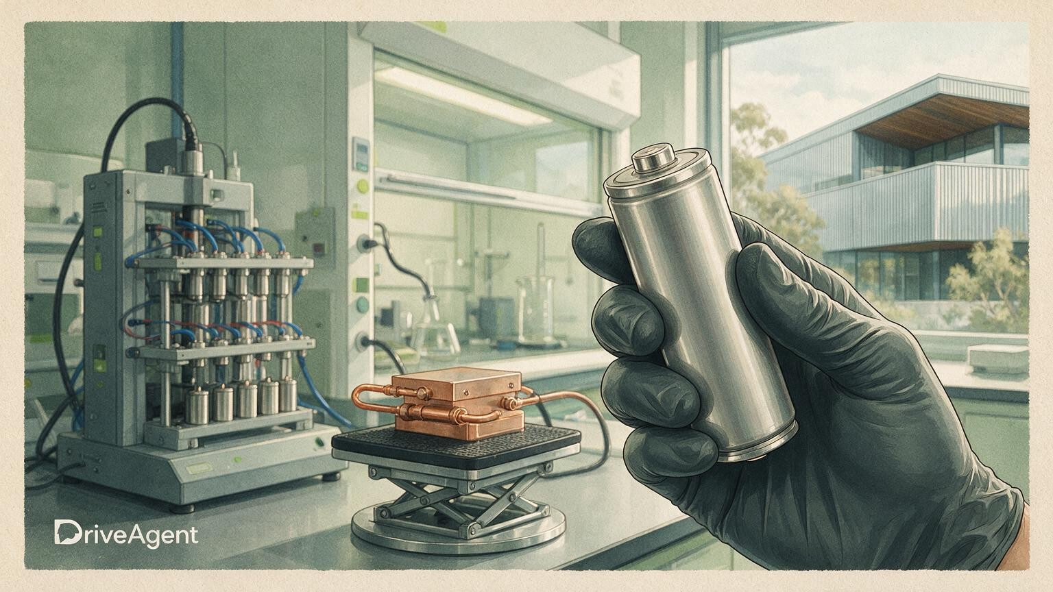 Concept illustration for: Mercedes-Benz advances cobalt-free LNMO battery cells targeting 30 per cent more EV range