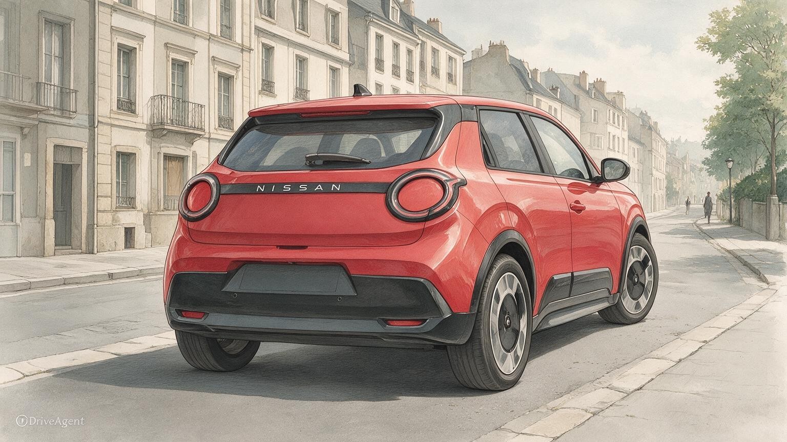 AI editorial illustration of the Nissan Micra