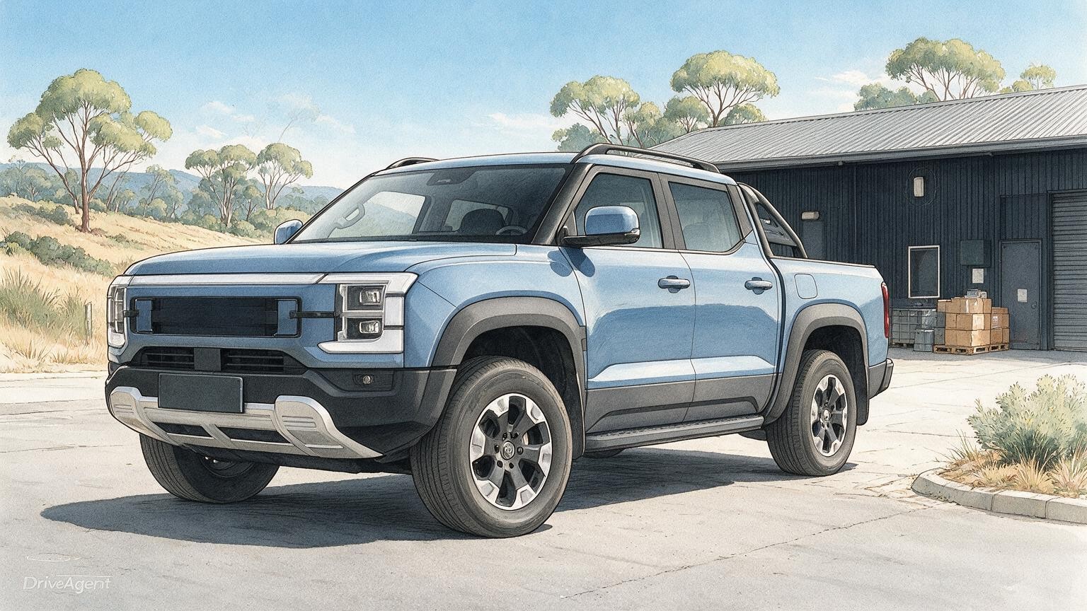 AI editorial illustration of the BYD Shark 6