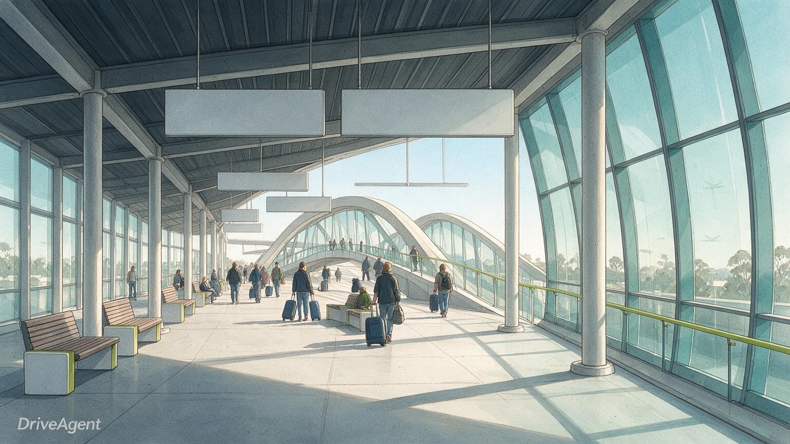 Concept illustration for: Melbourne Airport kerbside pick-up and drop-off permanently closes as Naarm Way zones open