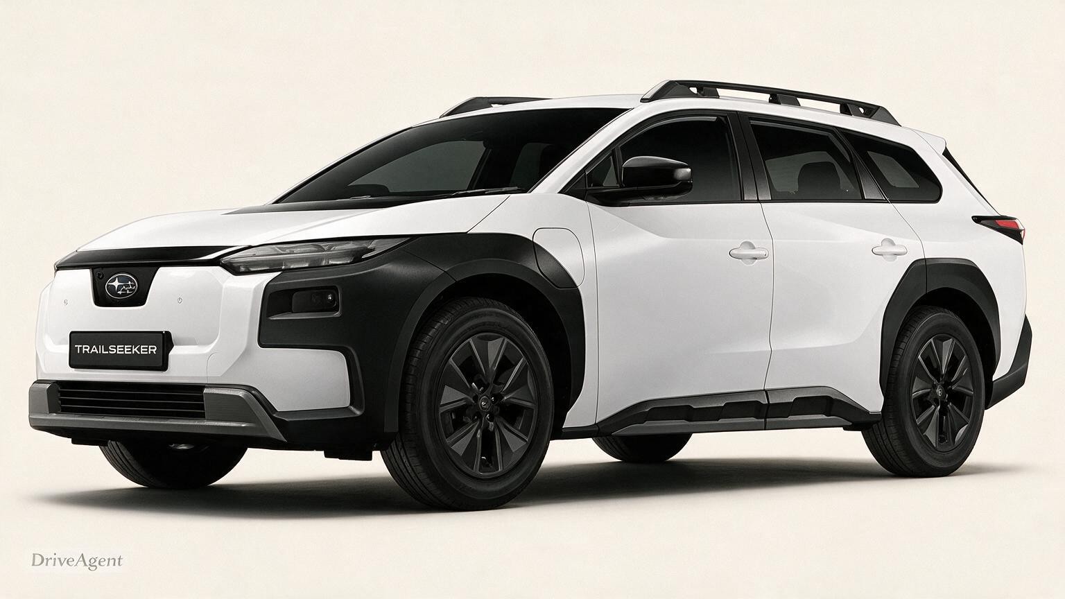 AI editorial illustration of a 2026 Subaru Trailseeker AWD electric wagon