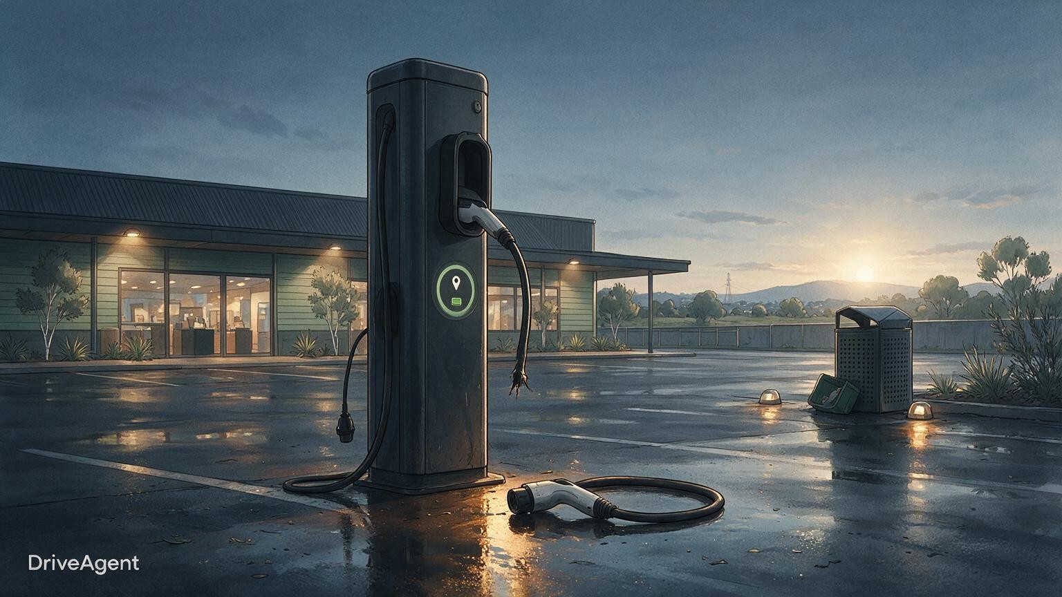 Concept illustration for: Charging cables cut at 28 EV plugs across three Ballarat sites during AFL Grand Final long weekend