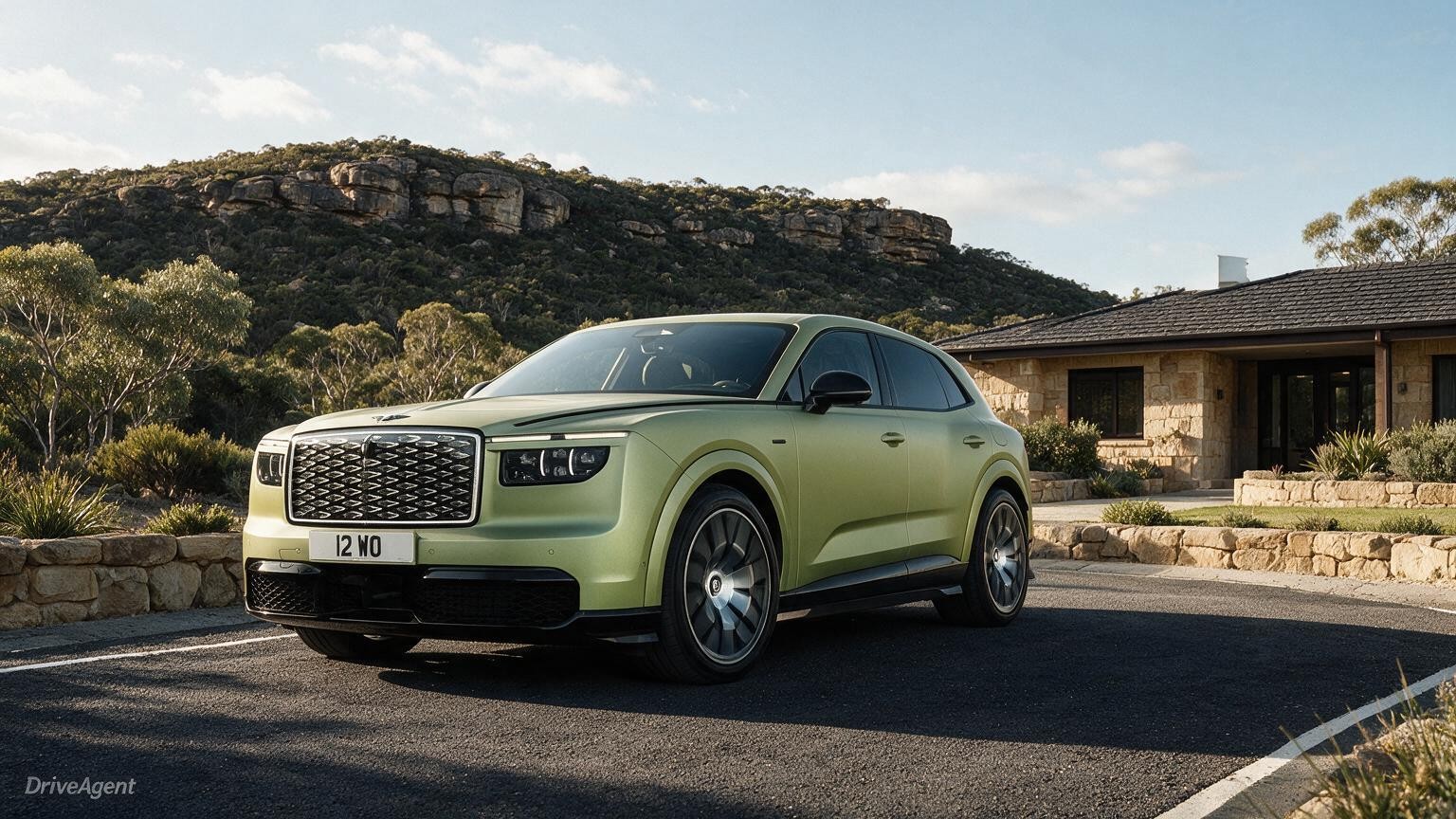 AI editorial illustration of a Bentley Torcal electric SUV, reported launch reference