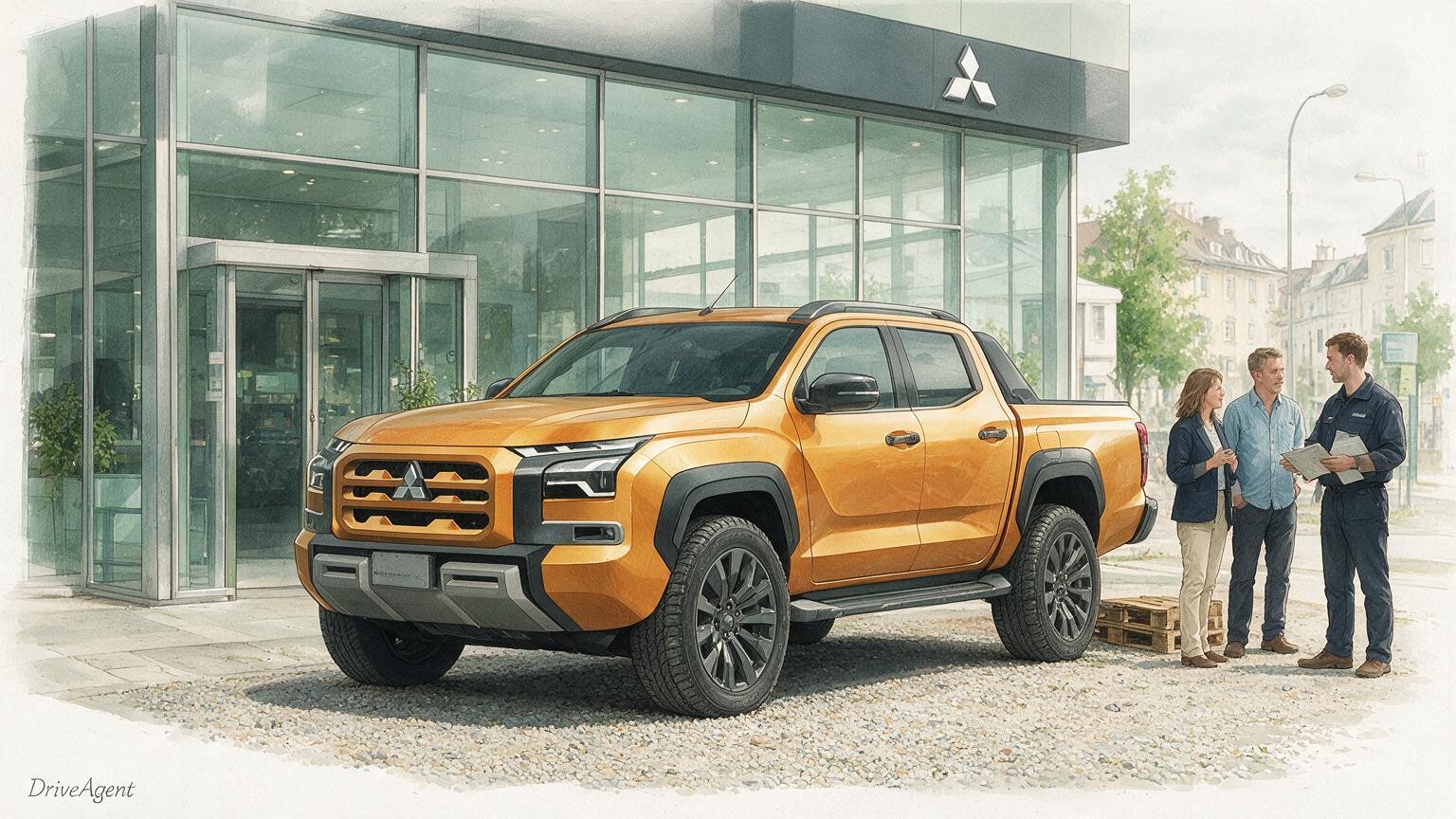 AI editorial illustration of the Mitsubishi L200