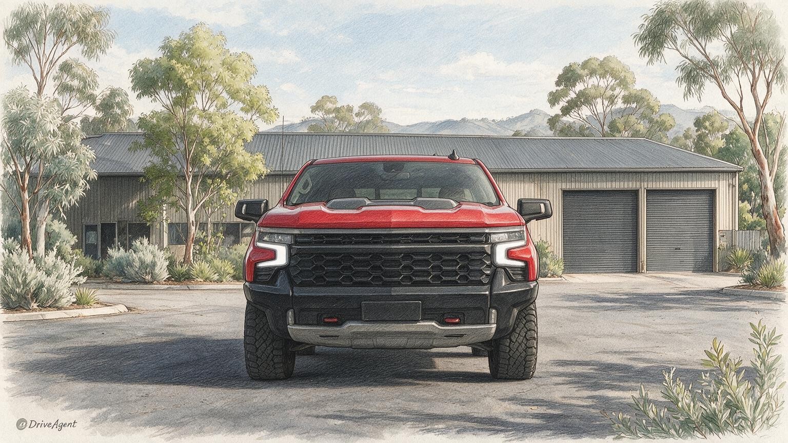 AI editorial illustration of a Chevrolet Silverado ZR2