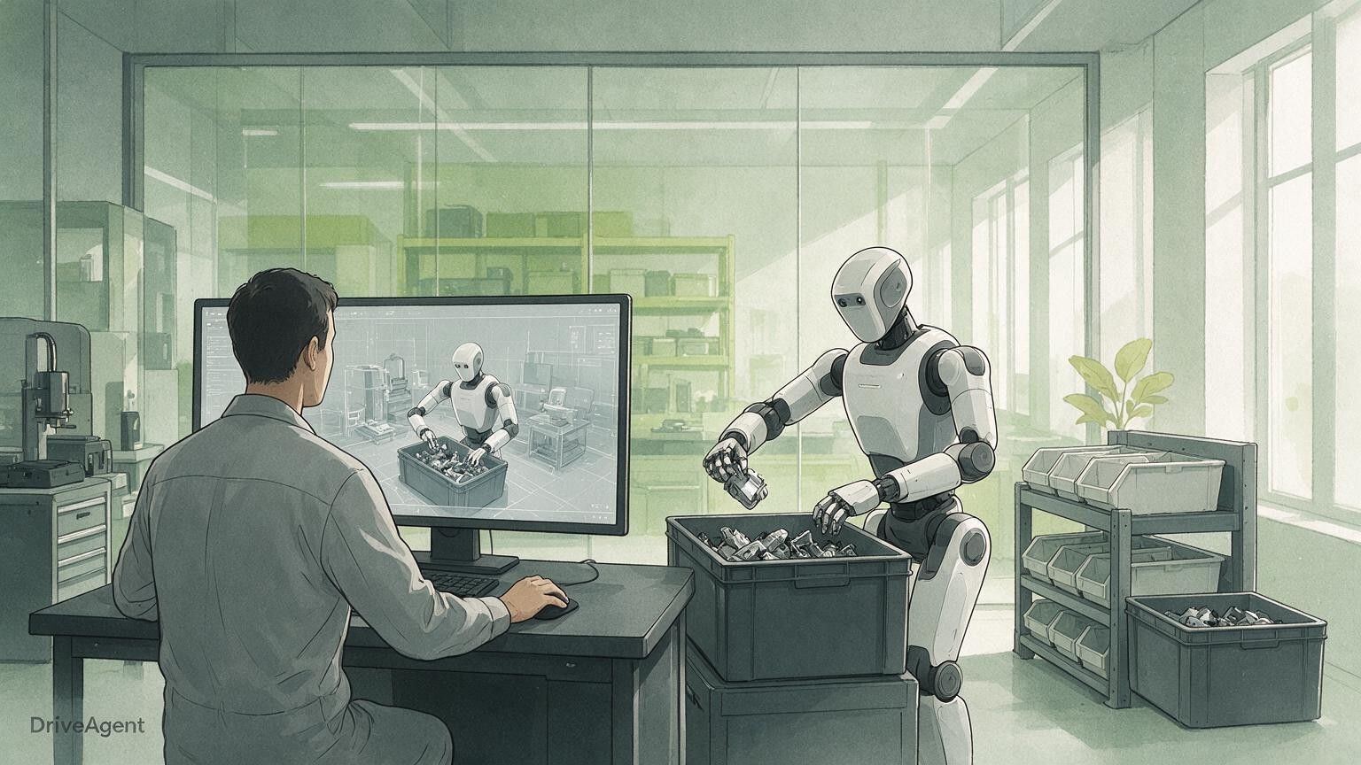 Concept illustration for: Audi tests mobile humanoid robots for parts sequencing at Ingolstadt plant