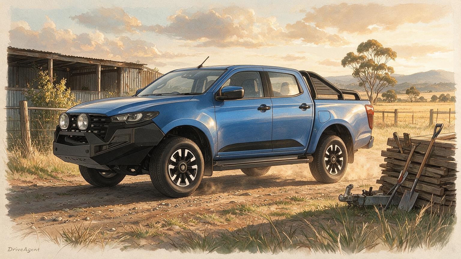 AI editorial illustration of the Mazda BT-50 Thunder