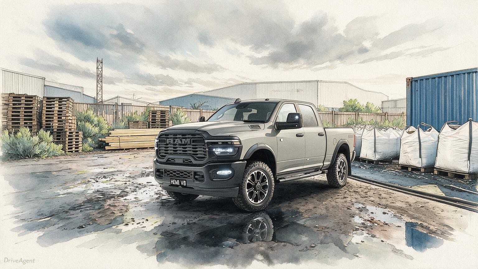AI editorial illustration of a Ram 2500 Warlock Hemi V8, Australian manufacturer reference