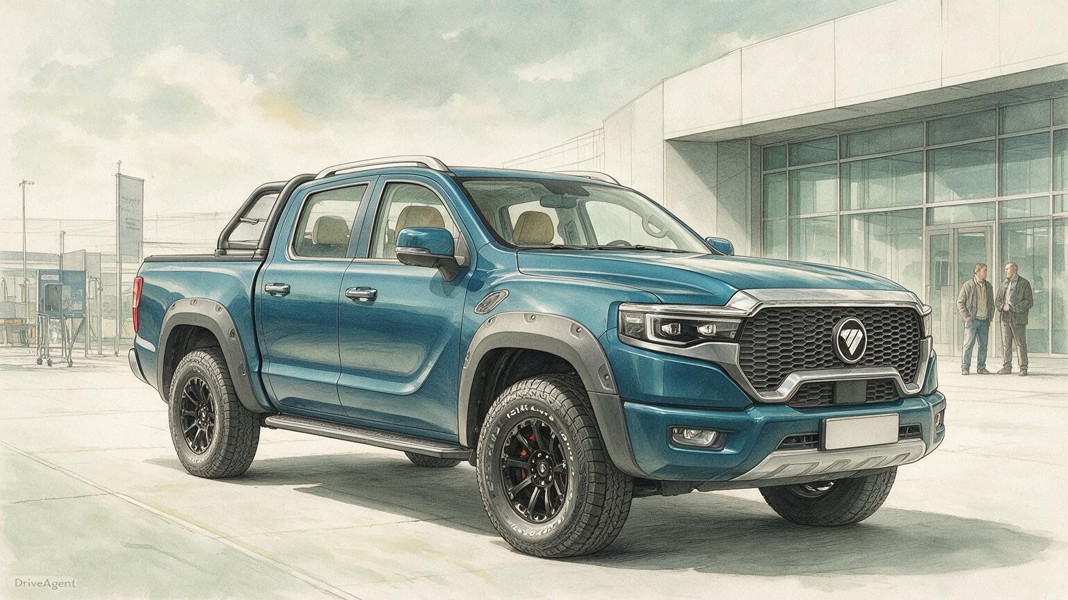 AI editorial illustration of the Foton Tunland V9 PHEV