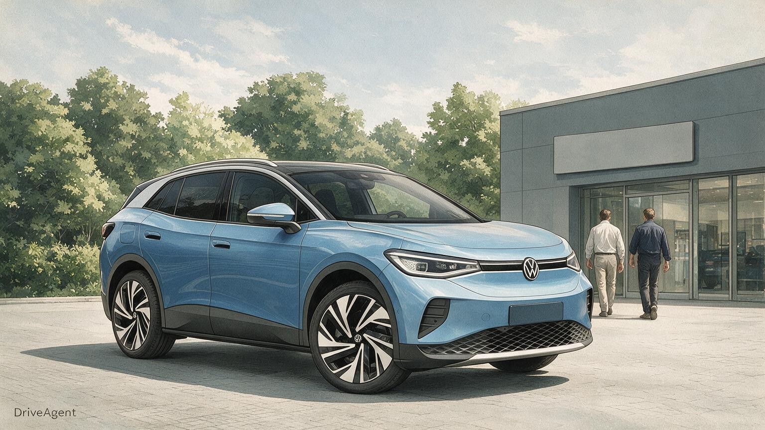 AI editorial illustration of the Volkswagen ID.4