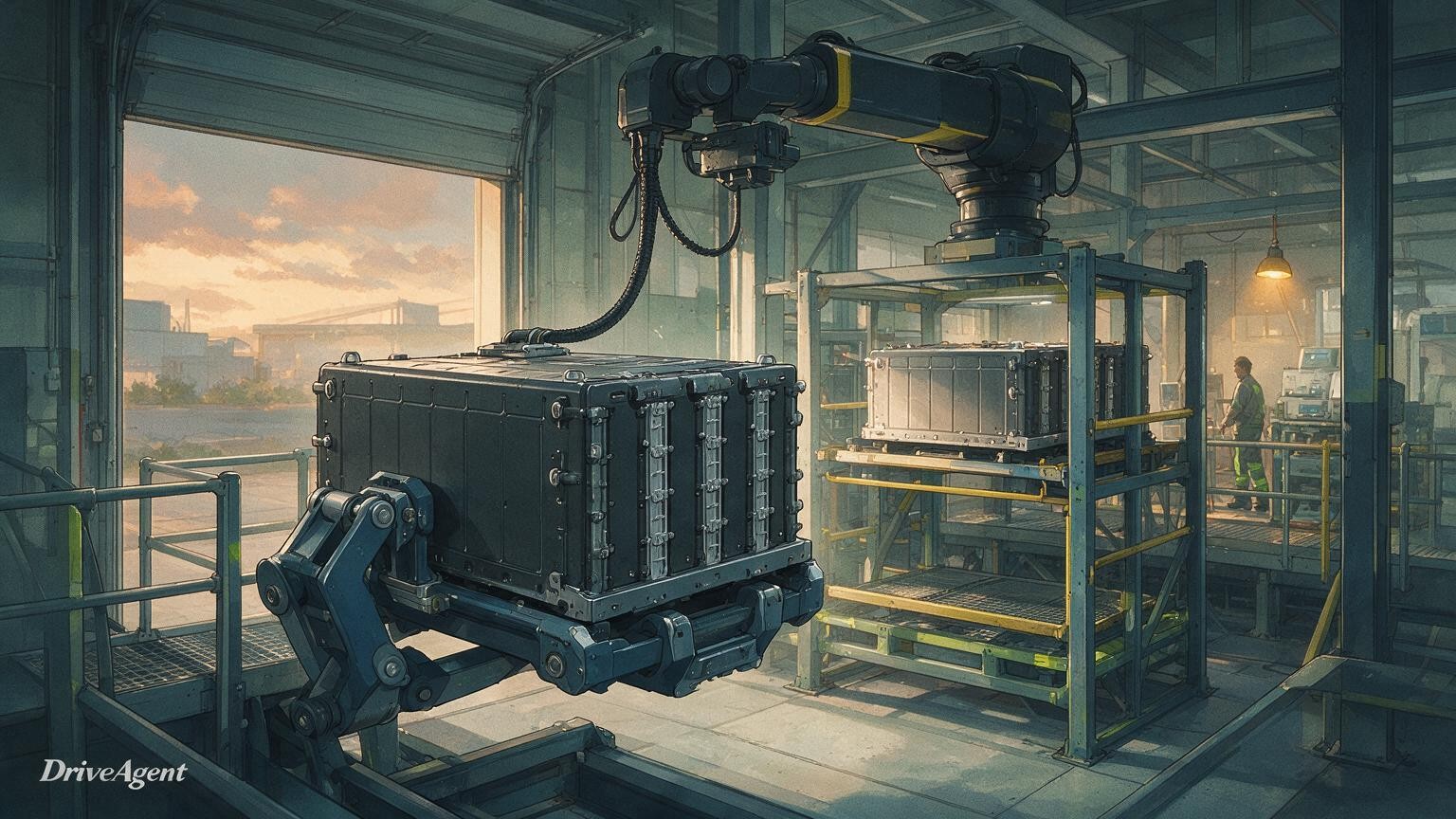 Concept illustration for: CATL unveils Dual-Electric Range Extender for heavy trucks with five-minute battery swap claim
