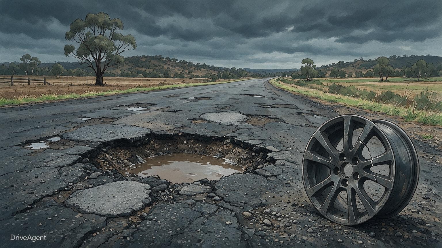Concept illustration for: Potholes named the biggest road safety challenge for Australian drivers, says Continental Tyres boss
