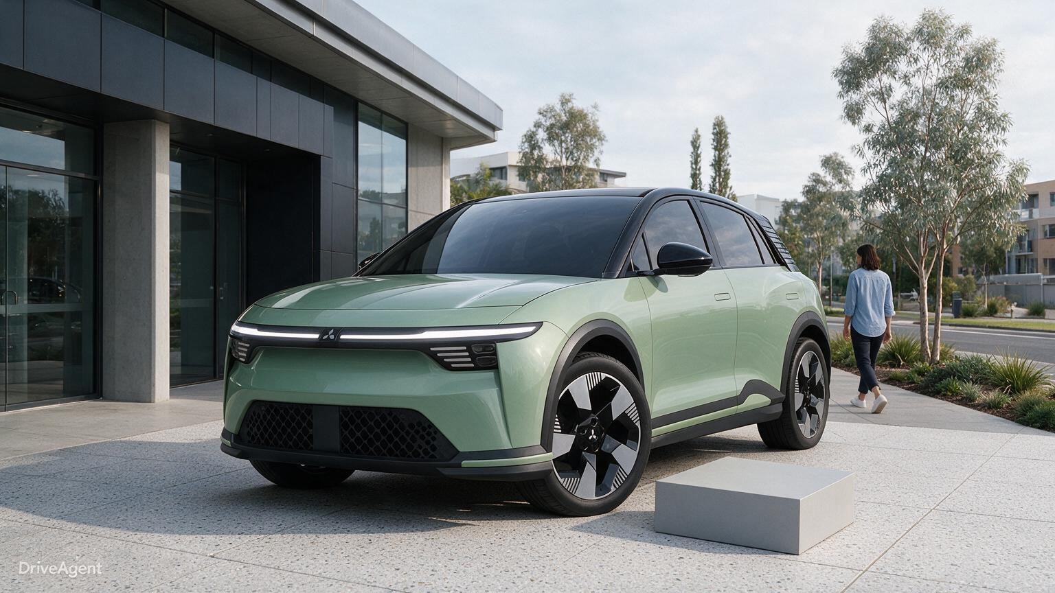 DriveAgent illustration of the Mitsubishi ASX VR-e battery-electric SUV, official launch reference