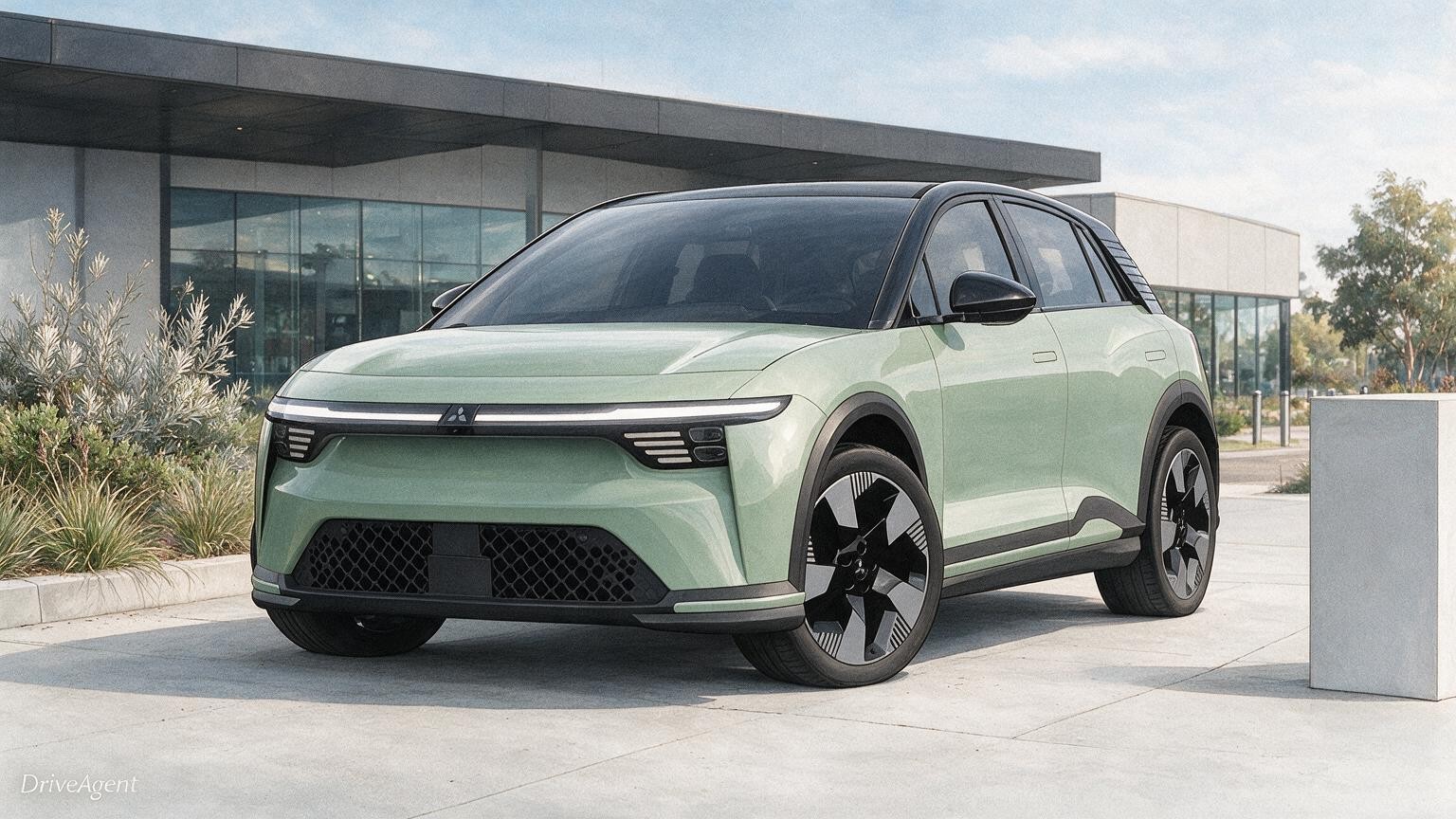 DriveAgent illustration of the Mitsubishi ASX VR-e battery-electric SUV, official launch reference