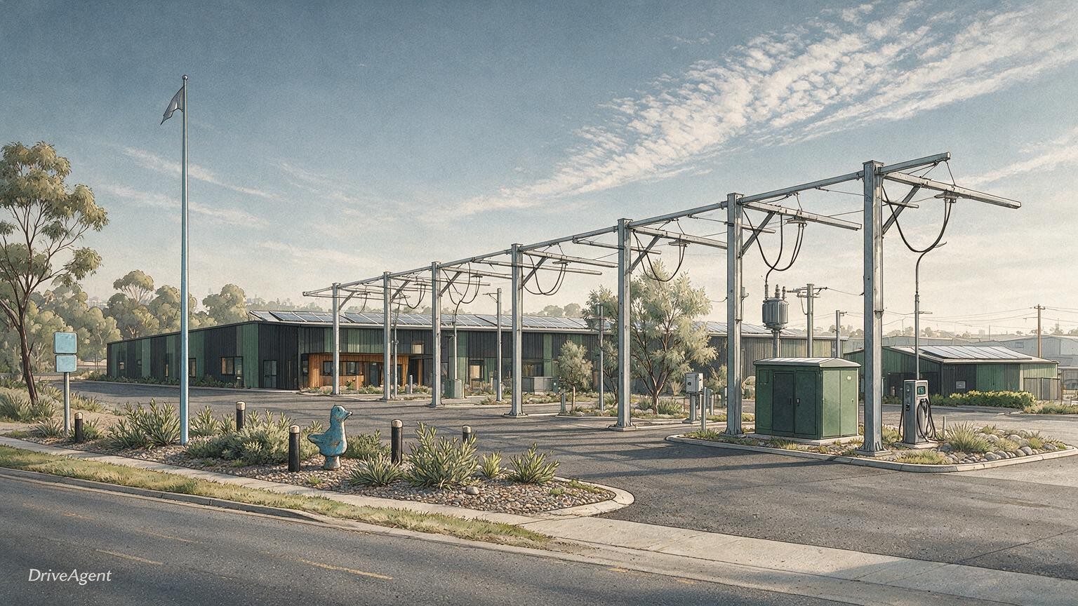 Concept illustration for: Kinetic completes Sunshine West depot electrification for 60 zero-emission buses