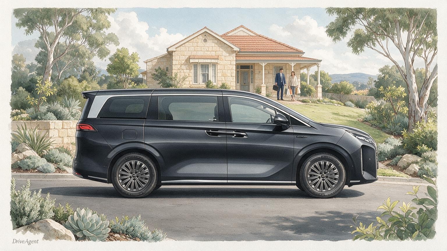 AI editorial illustration of the BYD M9