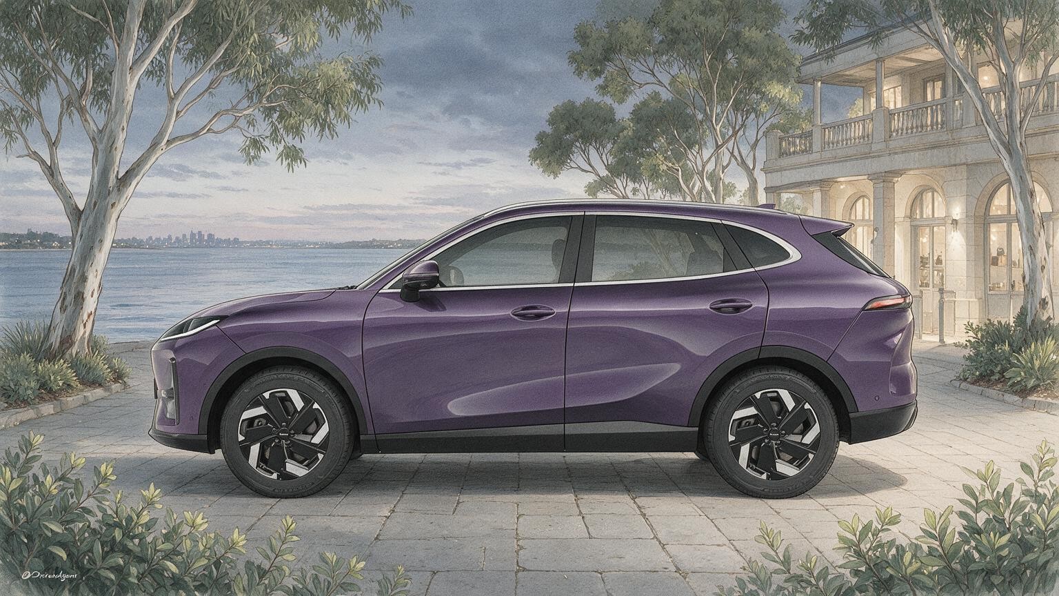 AI editorial illustration of the LEPAS L6 EV